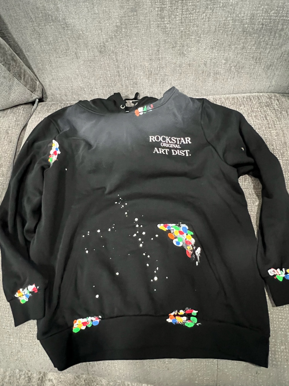 Rockstar Original Art Dist. Black Paint-Splash Hoodie